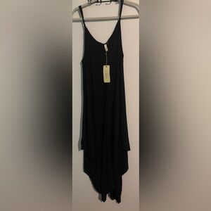 NWT Elan Womens Black Adjustable Strap Shark Bite Midi Maxi Dress Coverup Medium